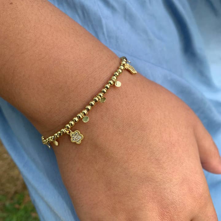 Little Miss Twin Stars - Wholesale Charm/Dangle Bracelet - LMTS Classic! Bead & Disc Dangles Cz Flowers Bracelet1