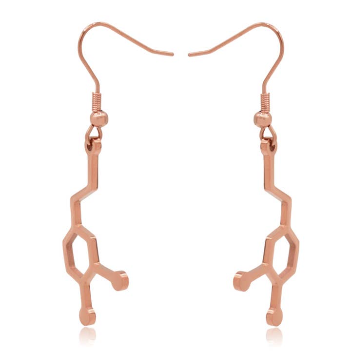 Aretes colgantes de acero inoxidable con molécula de dopamina para venta al por mayor de Clayton Jewelry Labs