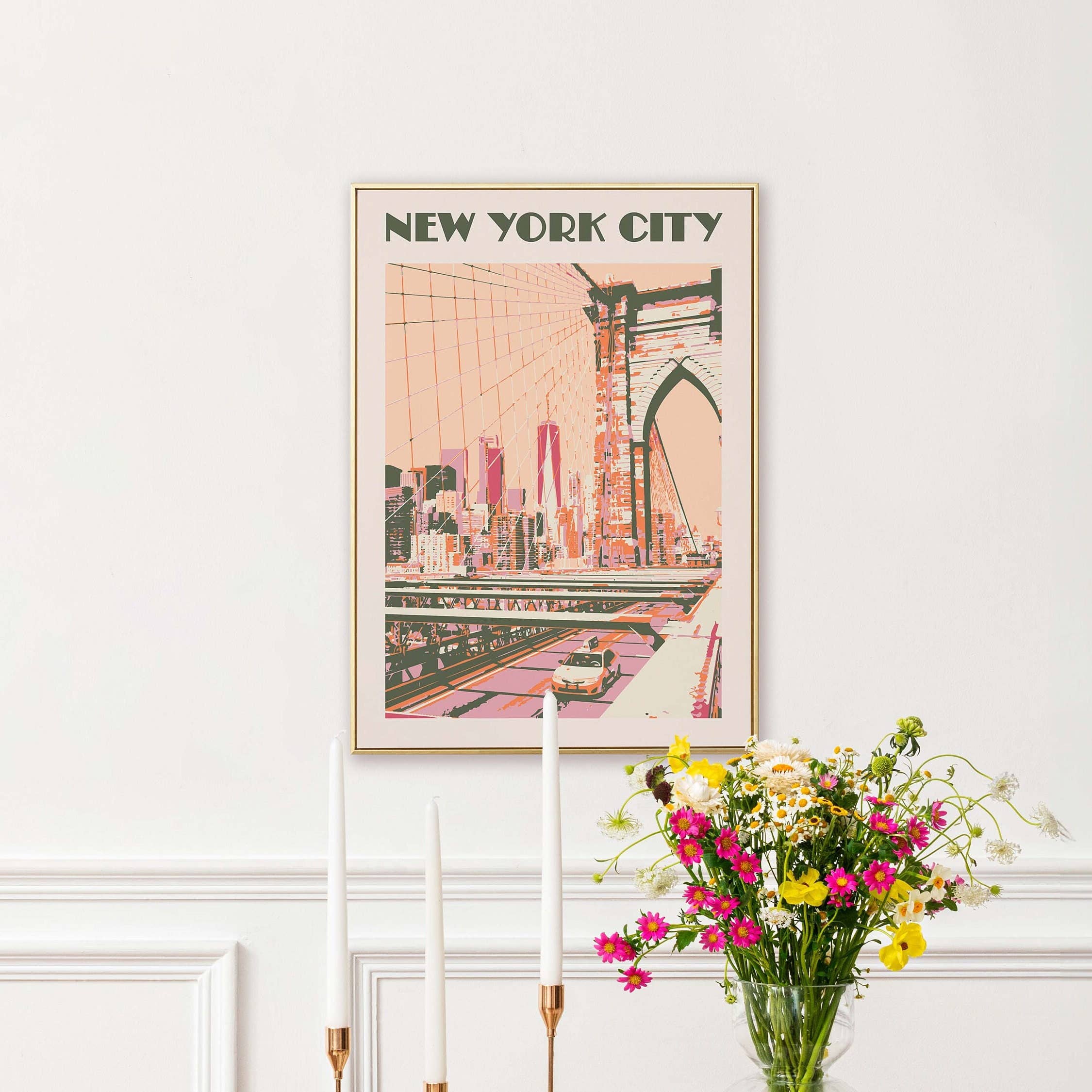 Newpencilbox Art - Wholesale Art Print - New York City Poster Vintage Retro Brooklyn Bridge Art Print4