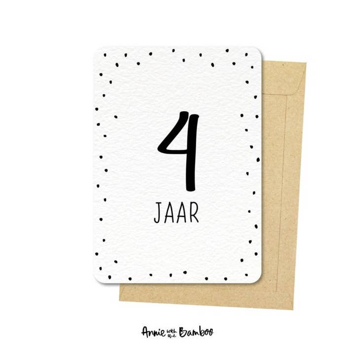 Ansichtkaart - 4 jaar voor wholesale door Annie with the Bamboo