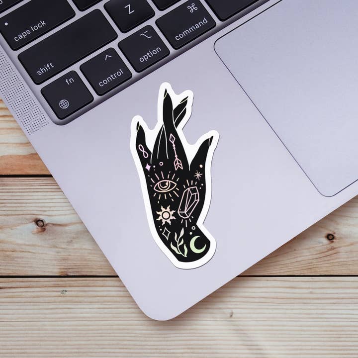 Mystic Hand Sticker - Black and Pink for wholesale by Big Moods