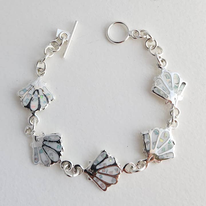 Ocean Seashell Opaline Silver Tennis Bracelet for wholesale by Costello International