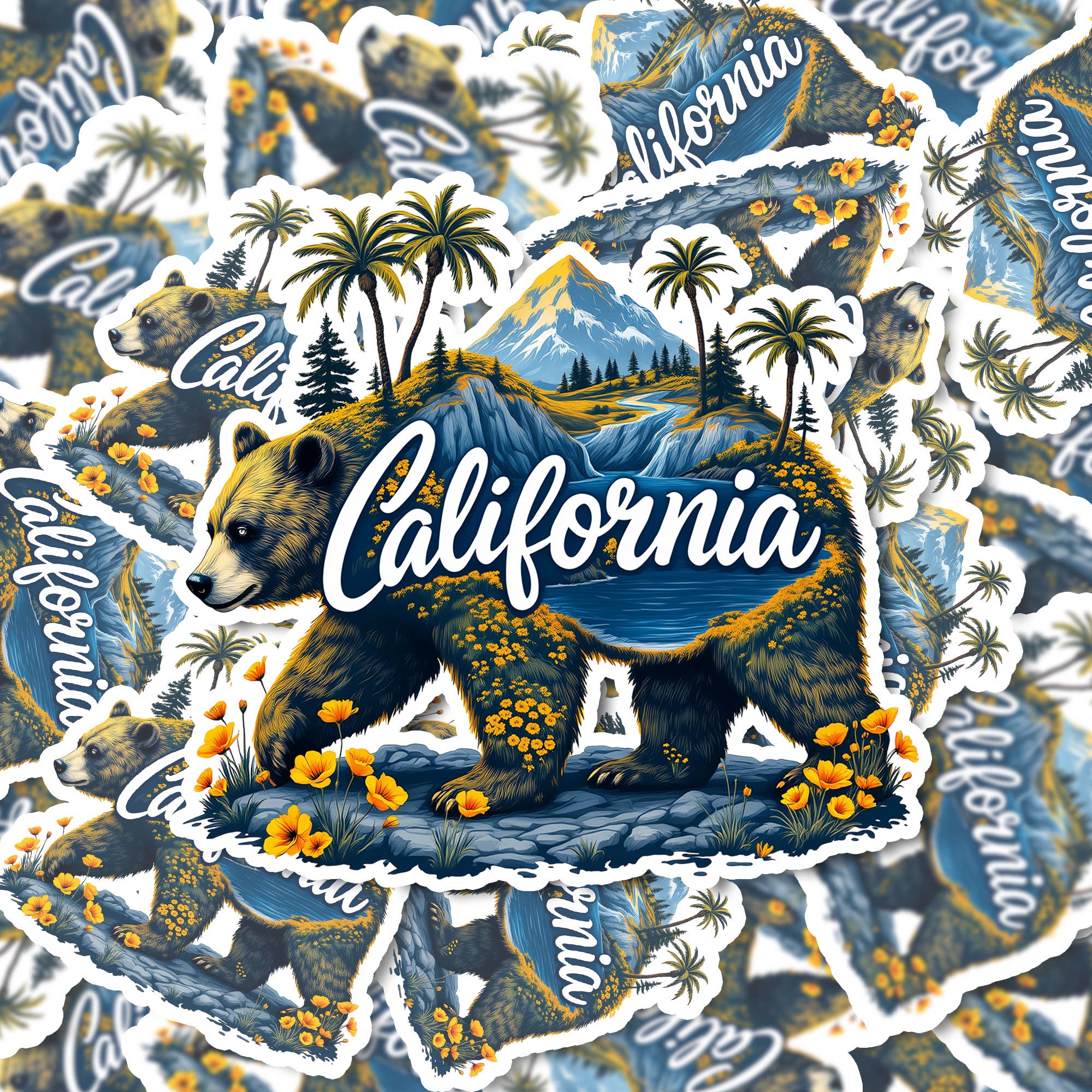 PiggyPrintStickers - Wholesale Sticker - California Sticker | Bear & Poppy State Map Vinyl Decal4
