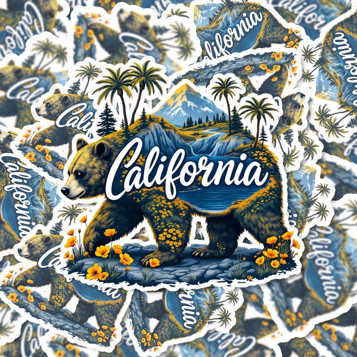 PiggyPrintStickers - Wholesale Sticker - California Sticker | Bear & Poppy State Map Vinyl Decal4