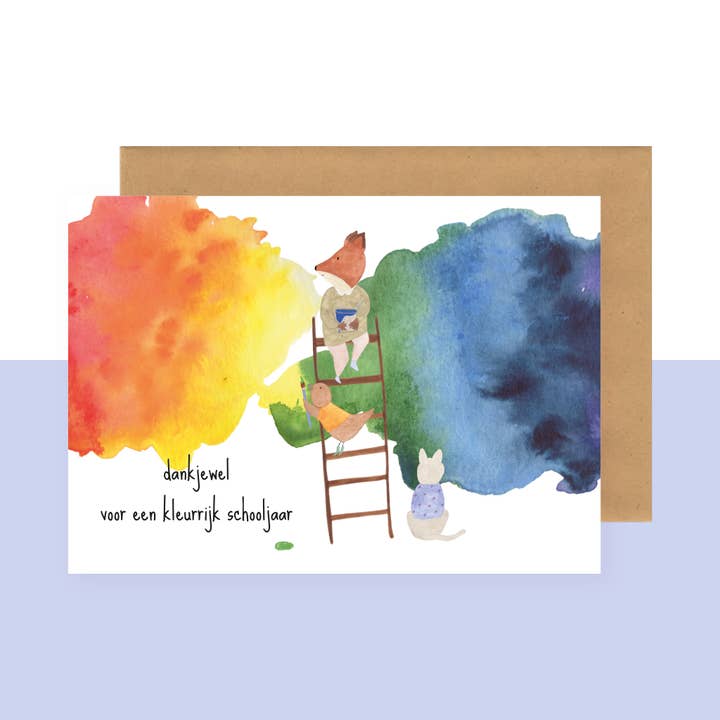 Postkarte - dankjewel kleurrijk schooljaar für den Großhandel von Studio Bertha