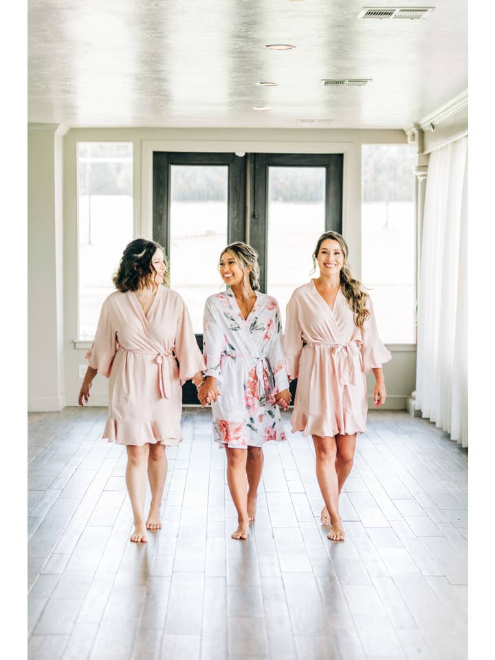 Mackleys - Wholesale Robe - Women's - PREORDER Floral Matte Satin Ruffle Robe4