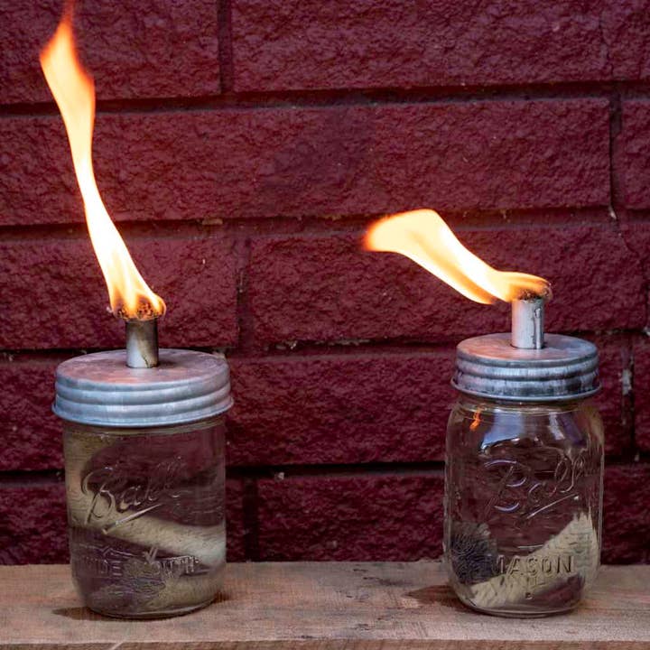 Mason Jar Lifestyle - Wholesale Lantern - Tiki Torch Oil Lamp Lid in Galvanized Metal for Mason Jars1