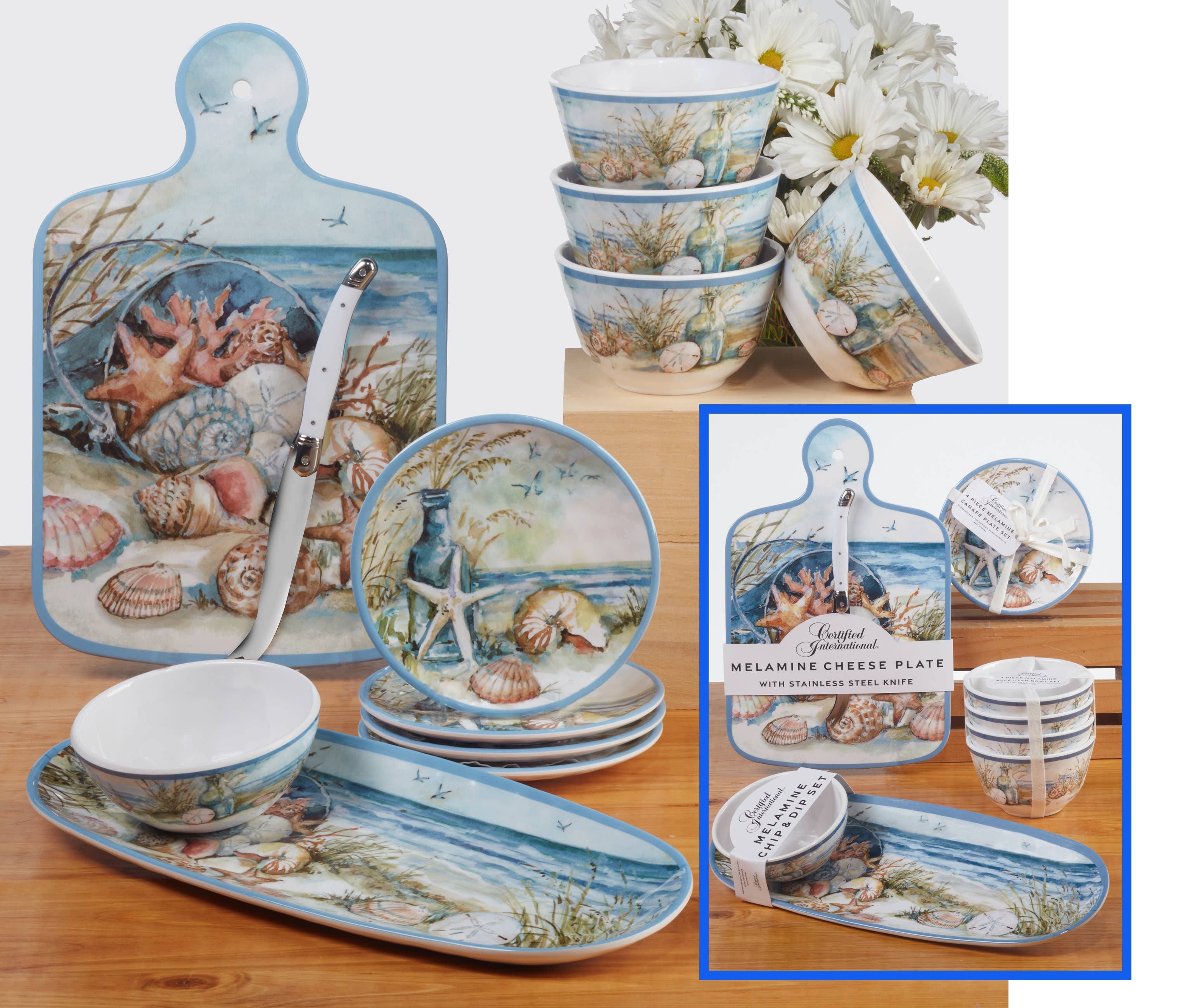 Certified International – Tábua de queijos por atacado – Tábua de Queijo Paisagem Costeira 13.25 x 8 Faca 9.252