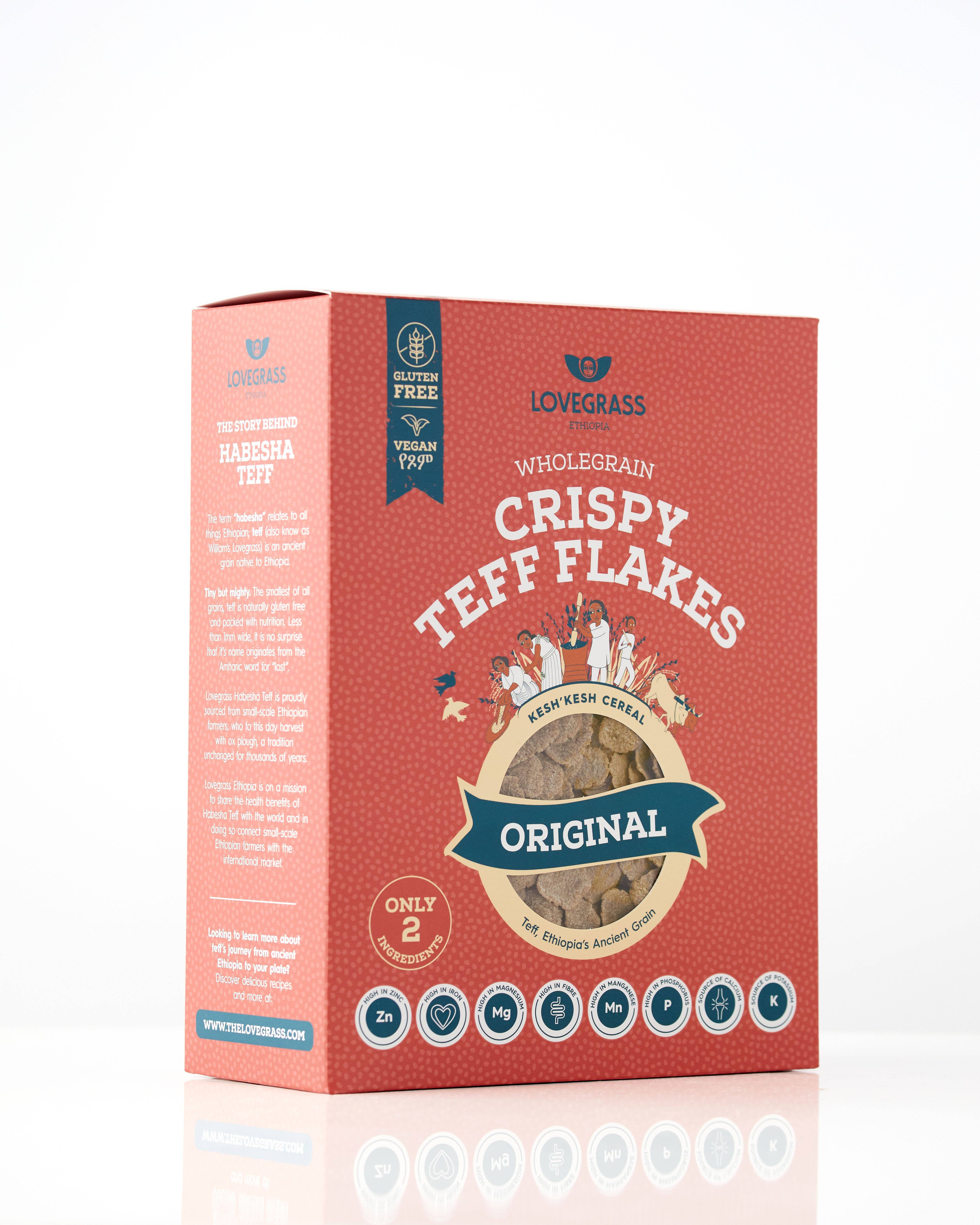 Lovegrass Ethiopia – wholesale Breakfast cereal – Wholegrain Crispy Teff Flakes Original 350g1