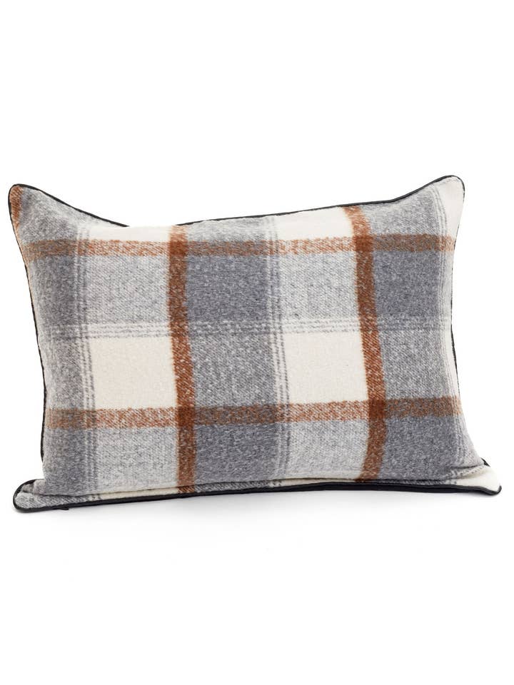 CUSH.PLAD GY/BRW/IV 18X24'' for wholesale by Accents de ville USA