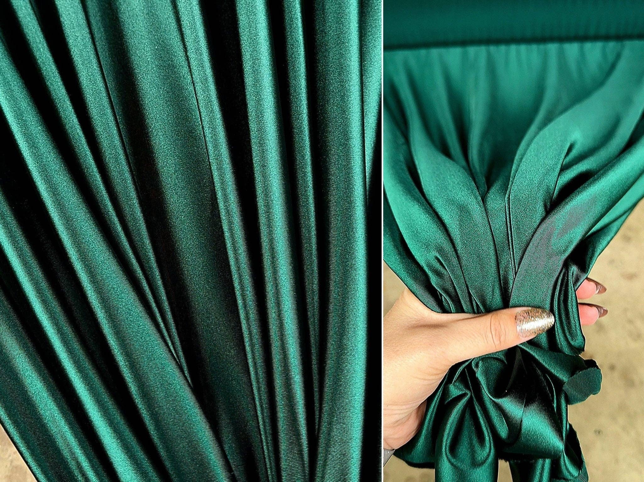 GalaTextile - Wholesale Fabric - Emerald Stretch Nylon Spandex By Yard, 4 way Silky Stretch Bodysuit Material, For Dresses Dancewear Leggings, Heavyweight Satin Spandex2