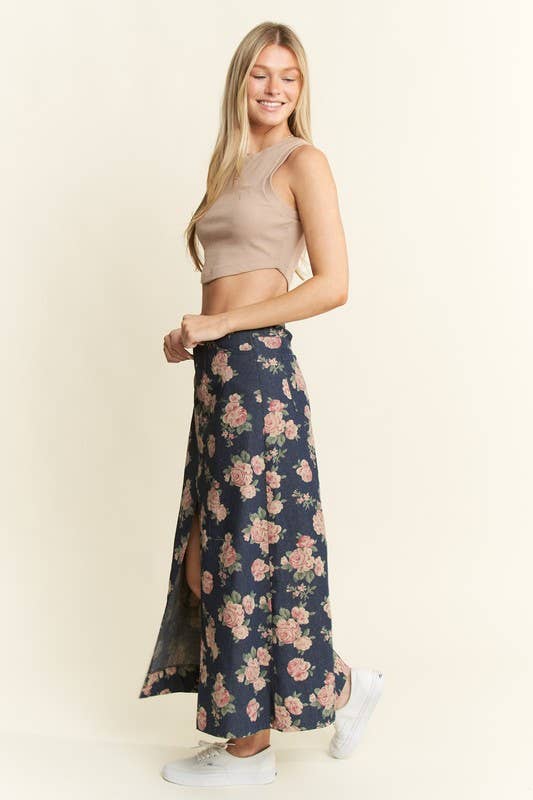 JADE BY JANE - Wholesale Skirt - Women's - FLORAL PRINT DENIM SKIRT8