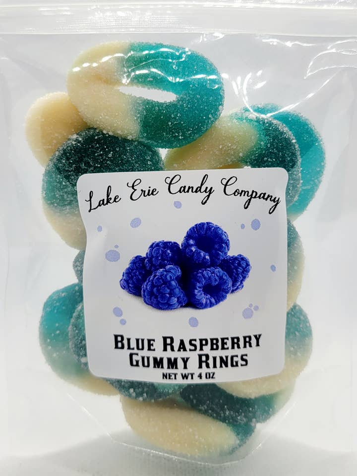 Blue Raspberry Gummy Rings for wholesale by Lake Erie Candy Company