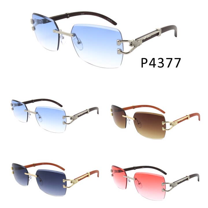 Design træ mænd kvinder klassiske solbriller P4377 Assorterede for engroshandel hos Pop Fashionwear Inc