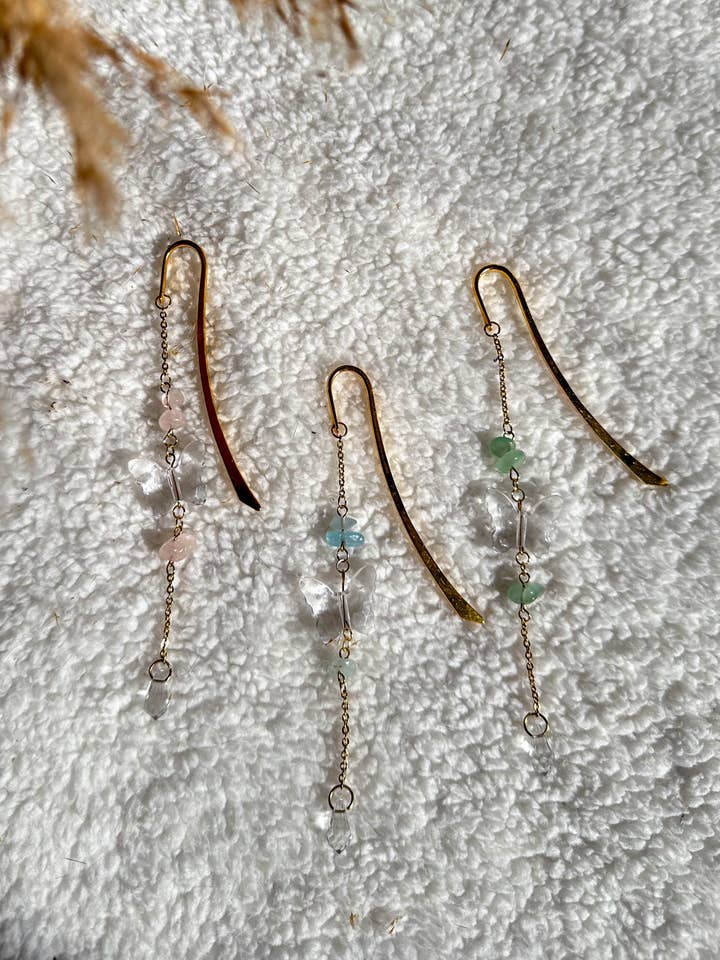 Bookcharm "Butterfly & Natural Stone" for wholesale by BookBijou