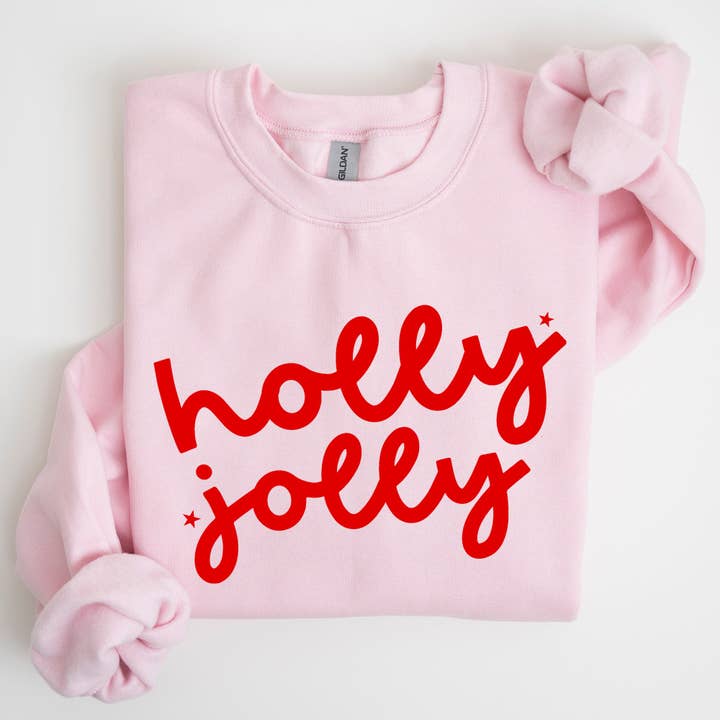 Refinery Number One LLC - Wholesale Graphic Sweatshirt - Unisex - Holly Jolly, Retro Christmas, Classic, Santa Xmas Sweatshirt