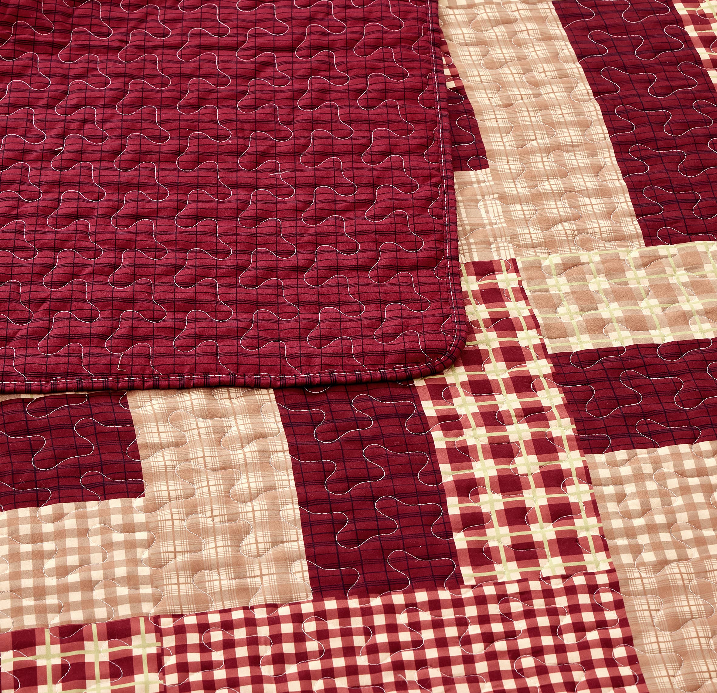 Duke Imports - Wholesale Bedding Set - "Homestead Red"  3-Piece Designer Quilt Set4