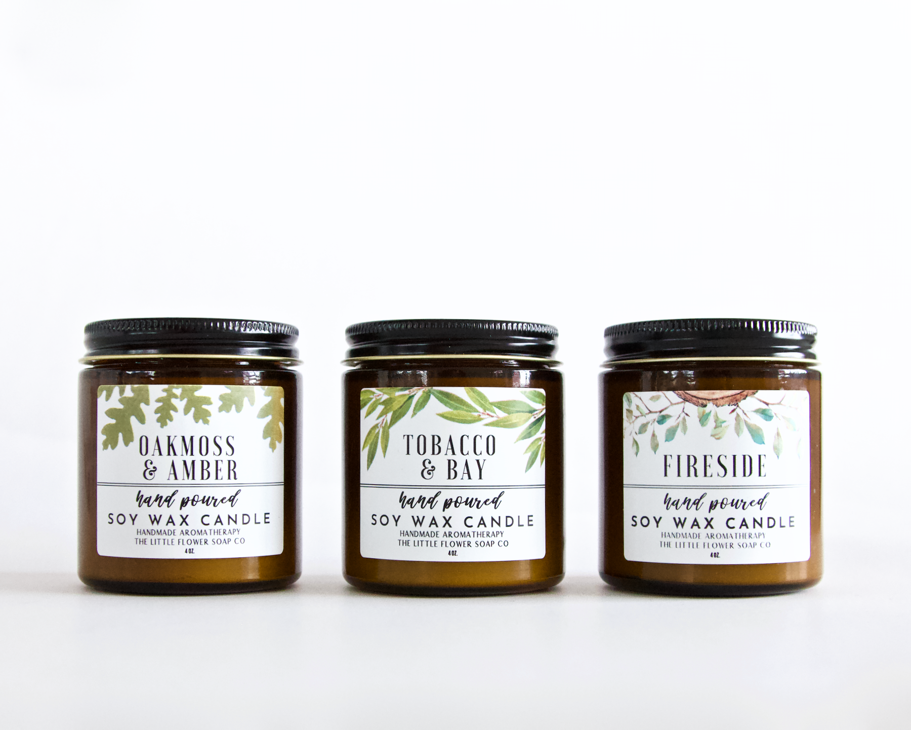 The Little Flower Soap Co - Wholesale Jar/Filled Candle - Oakmoss & Amber 4oz Soy Candle7