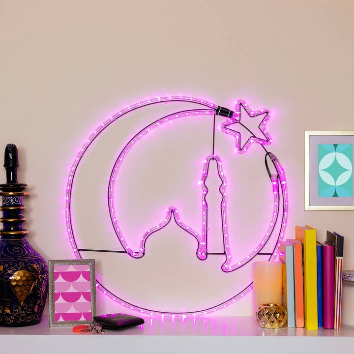 Crescent Moon With Mosque Silhouette LED Light for wholesale by Days of Eid