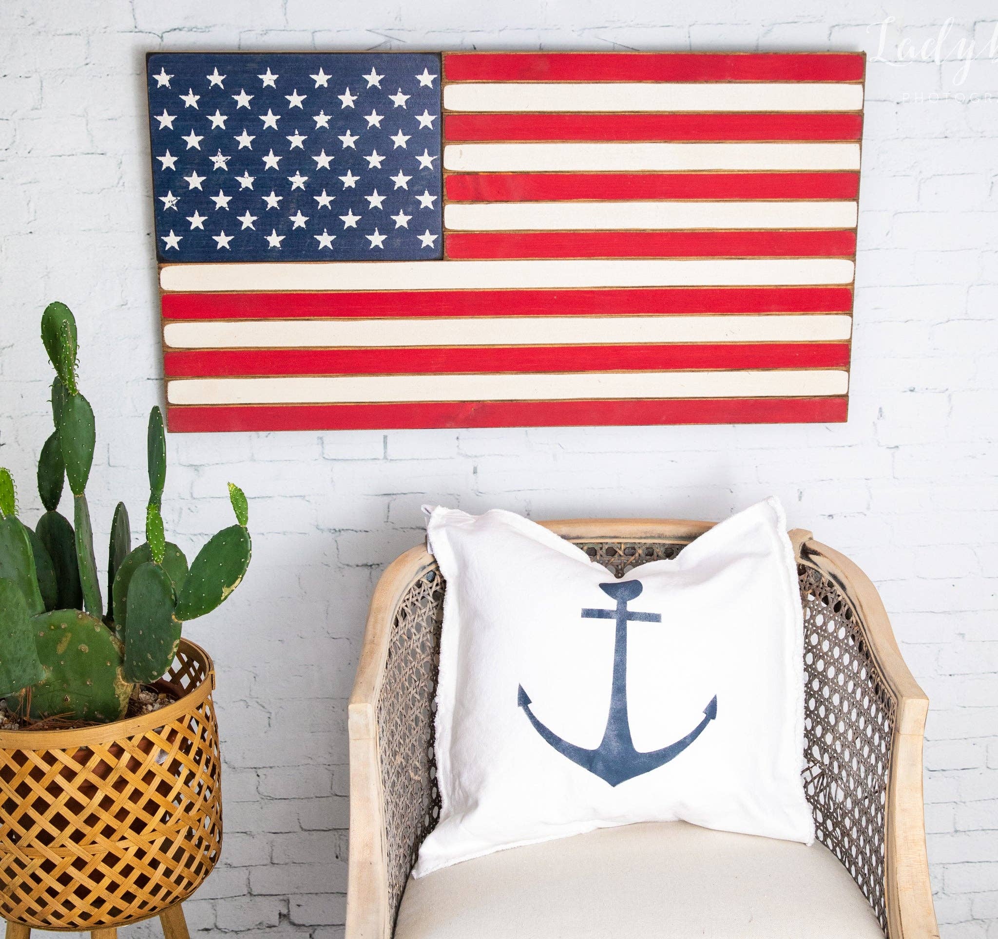 Rustic Marlin Personalized Home Decor - Wholesale Sign - Classic Wooden American Flag2