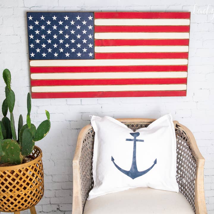 Rustic Marlin Personalized Home Decor - Wholesale Sign - Classic Wooden American Flag2