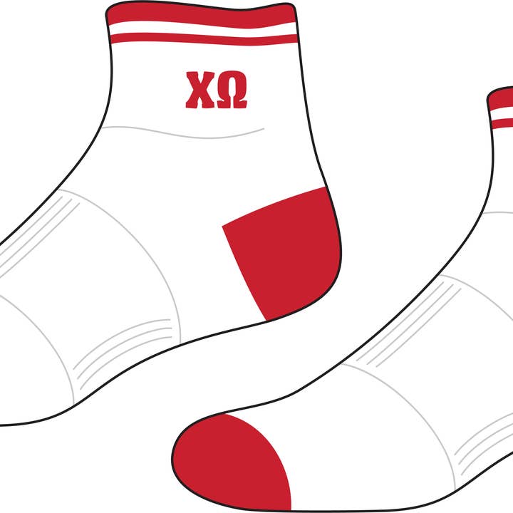 Meias Curtas Chi Omega por atacado de Swag