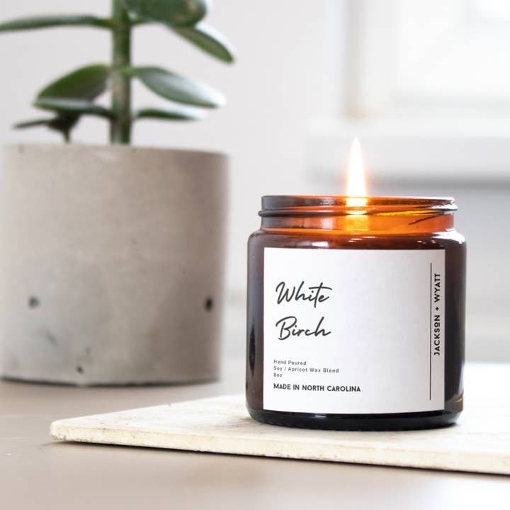 Jackson + Wyatt - Wholesale Jar/Filled Candle - White Birch - Organic Soy Apricot Candle - Year Round1