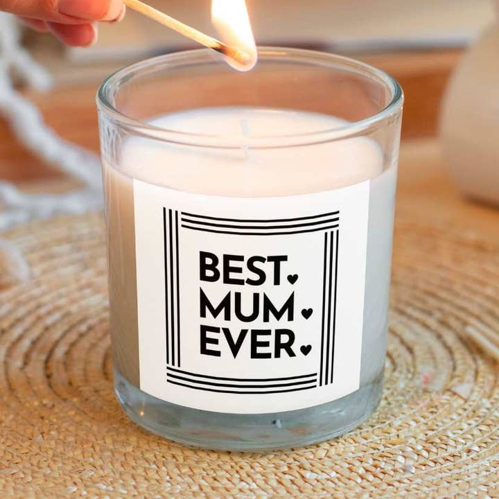 Bougie personnalisée Best Mum Ever Hearts | Cadeaux pour maman pour la vente par MKTrendsCo