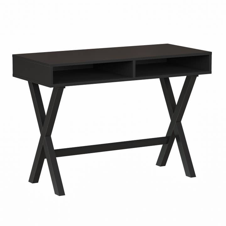 Bureau d'ordinateur de bureau à domicile noir avec rangement ouvert pour la vente par Flash Furniture