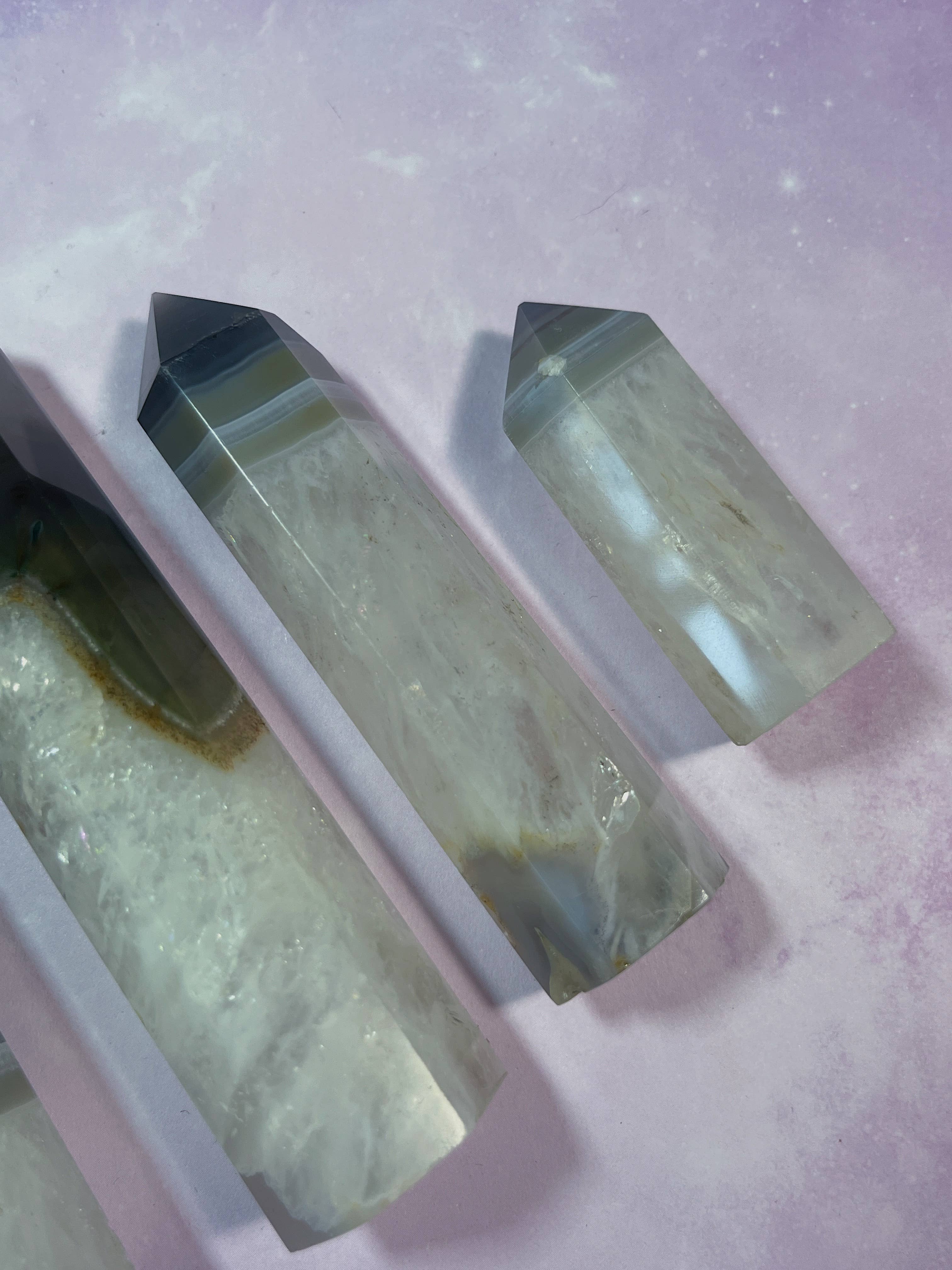 Mystical Moon Shop - Wholesale Spiritual Stone/Crystal - Banded Gray Agate Towers 4pcs Lot Wholesale2