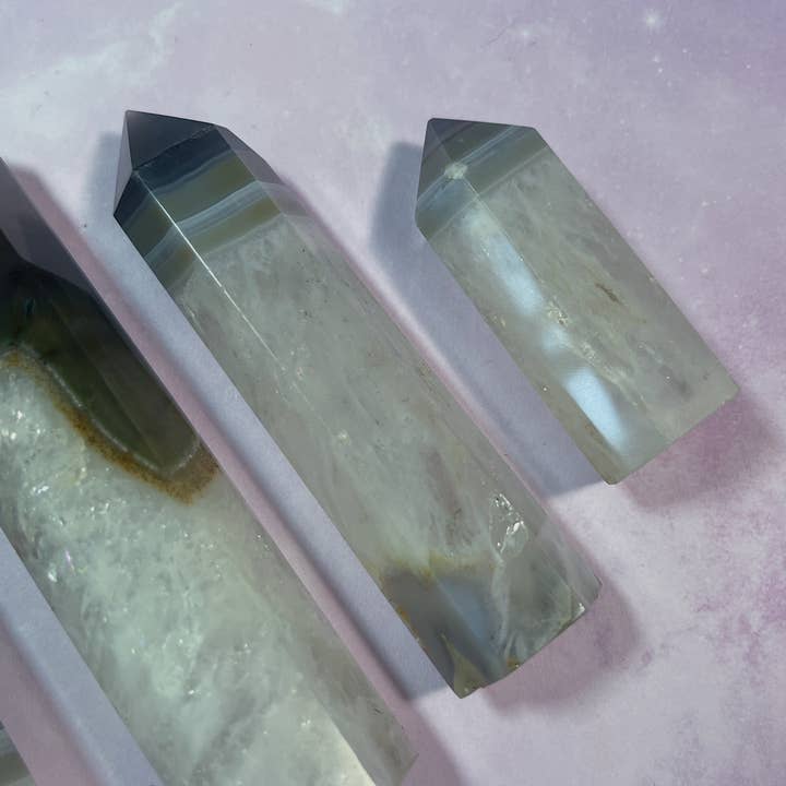 Mystical Moon Shop - Wholesale Spiritual Stone/Crystal - Banded Gray Agate Towers 4pcs Lot Wholesale2