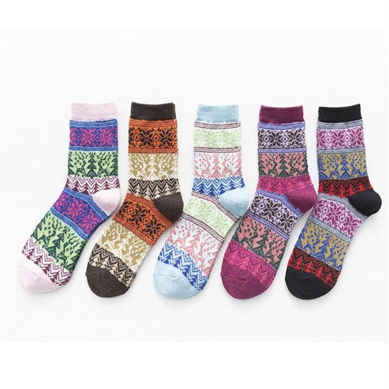 COMME SUR LA PHOTO Chaussettes mi-mollet imprimées confortables et respirantes (ensemble de cinq paires) en vente sur Faire1