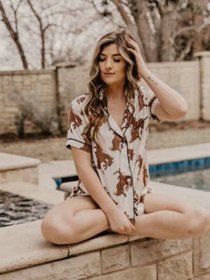 Bronc Rider Silky Short Pajama Set for wholesale by Southern Essentials by Ashley LLC