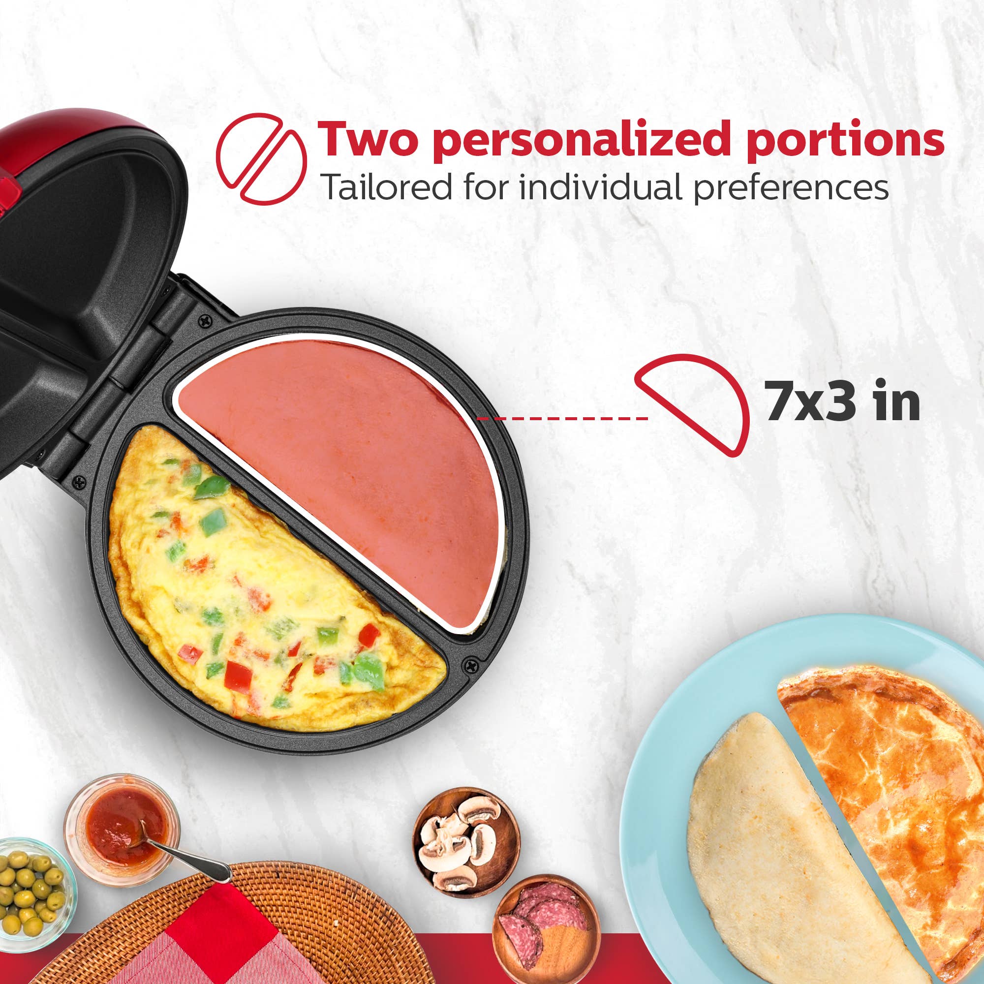 Holstein Housewares - Wholesale Kitchen Appliance - Easy Fast Breakfast Omelet Maker for Pancakes & Treats25