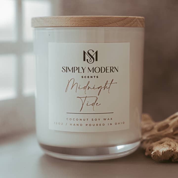 Midnat Tide | Hvid | Kokos Sojavoks Lys for engroshandel hos Simply Modern Scents