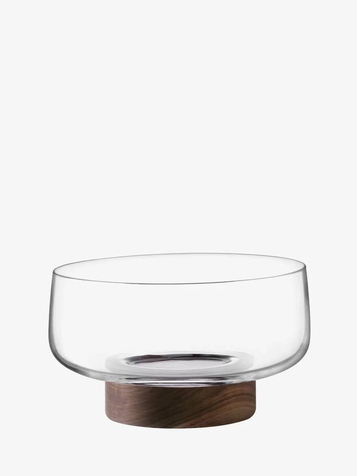 City Bowl & Walnut Base 30cm Clear for wholesale by LSA International