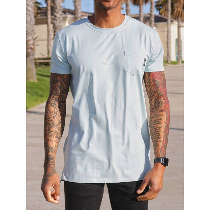 021 ESSENTIAL POCKET T-SHIRT - BLUE STEEL for wholesale by 021 Originals