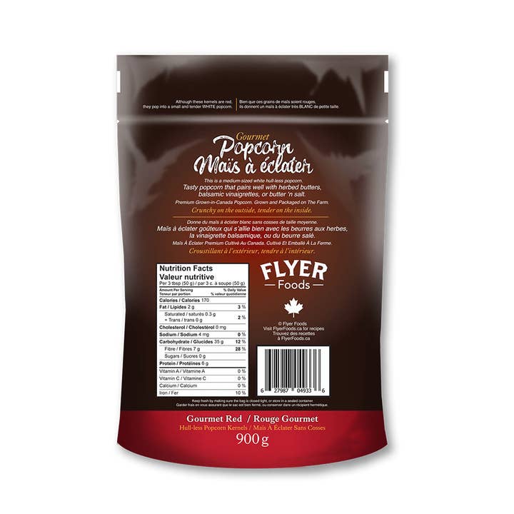 Flyer Foods Inc - Wholesale Popcorn Kernels - Gourmet Red Hulless Popcorn Kernels - 2 lbs