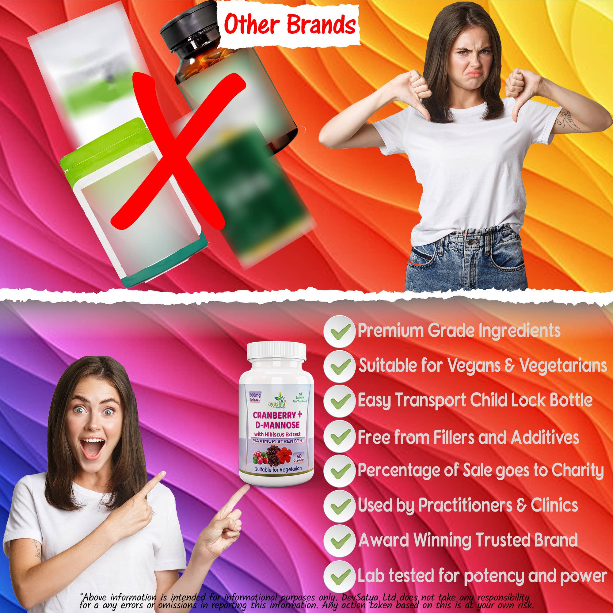 DevSatya Ltd Aushadh, Ayushya, Divyaherb – wholesale Oralt tillskott/Vitamin – Cranberry och D-mannos med hibiskusextrakt - kapslar för urinvägsstöd7