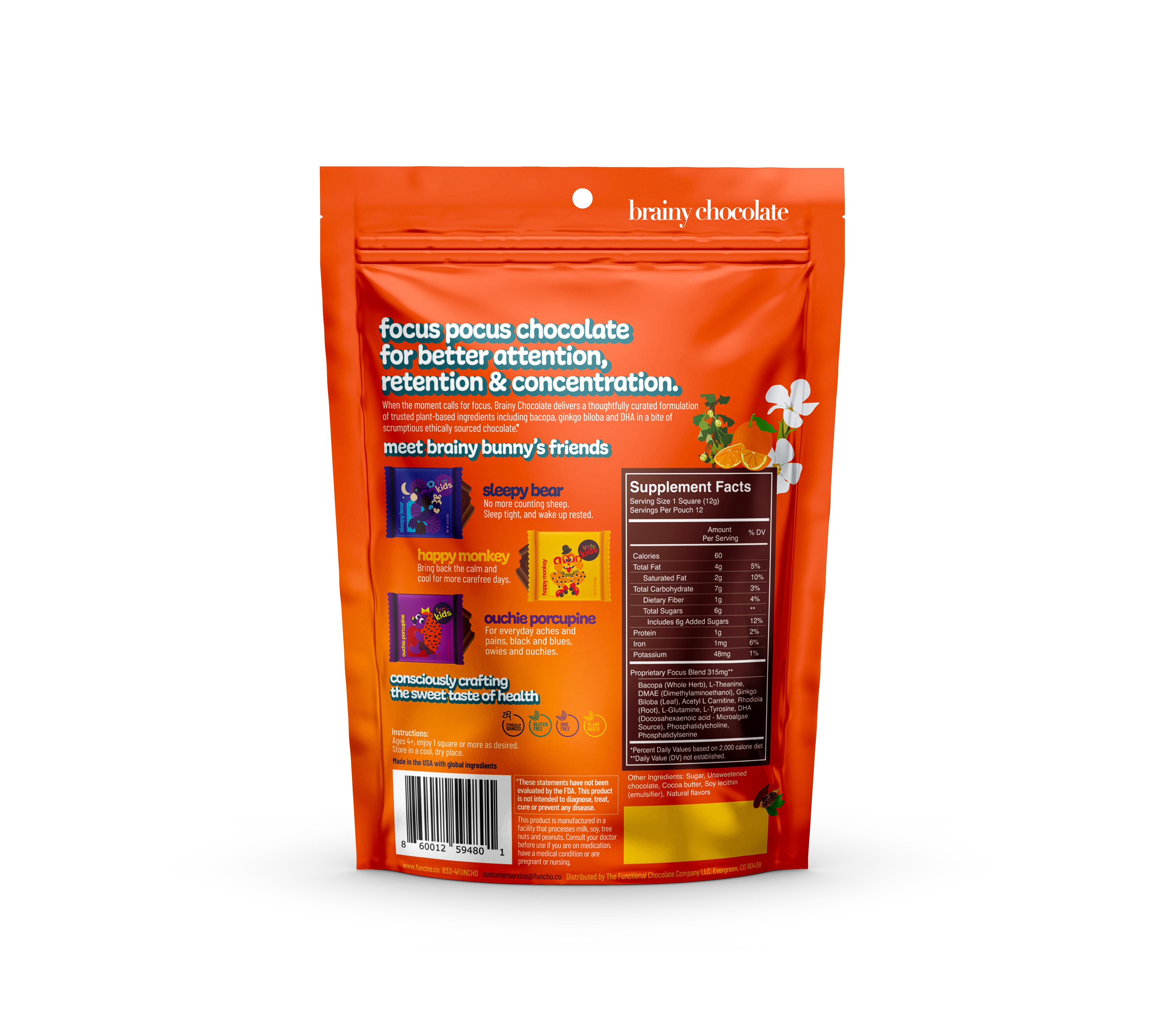 The Functional Chocolate Company – wholesale Oralt tillskott/Vitamin – Funcho KIDS - Brainy Choklad1