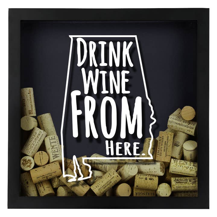 Torched Products - Wholesale Sign - Drink Wine From Here Beer Cap Shadow Box - Black