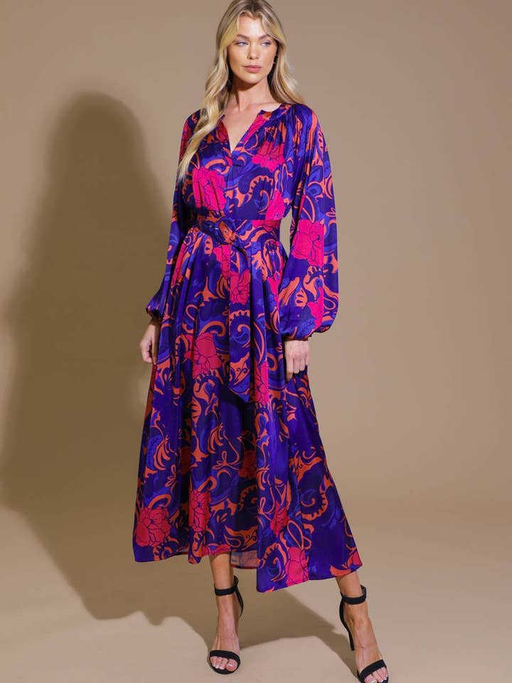 En tryckt vävd midiklänning - ID21646 för wholesale av FLYING TOMATO