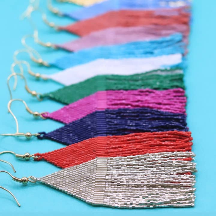 Pierce + Hide - Wholesale Tassel Earrings - Custom Beaded Diamond Fringe Earrings | Fringe Dangle
