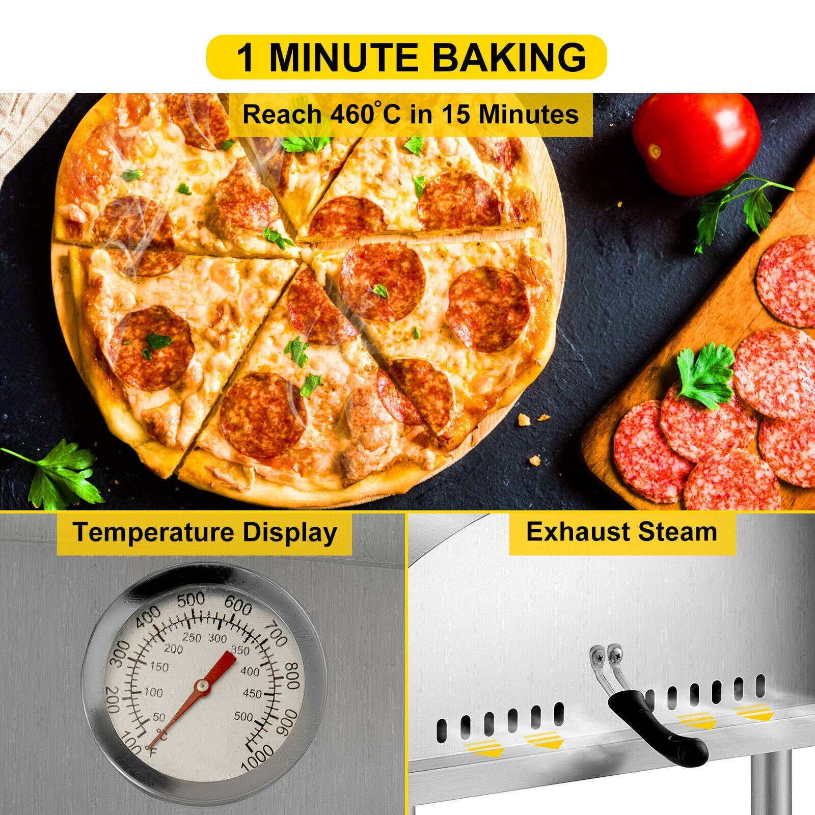 BlakOutlet - Wholesale Outdoor Grill Tools - 12" Portable Pizza Oven Wood Fired Food Grade Stainless Steel For Outdoor Bbq Picnics Baking Pizza and more5