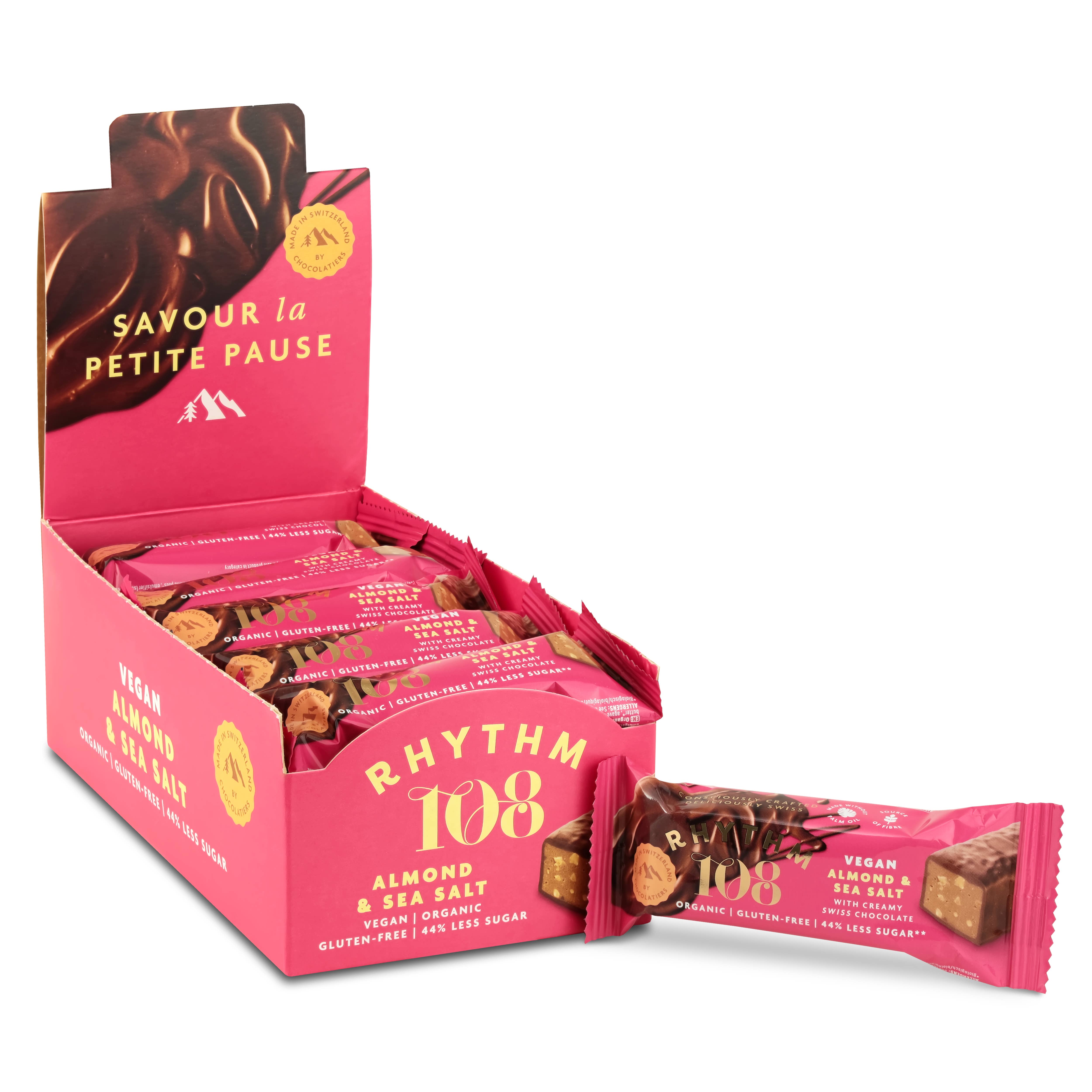 Rhythm108 - Vente Barre chocolatée - Barre vegan amandes et sel de mer au chocolat m’lk 33 g3