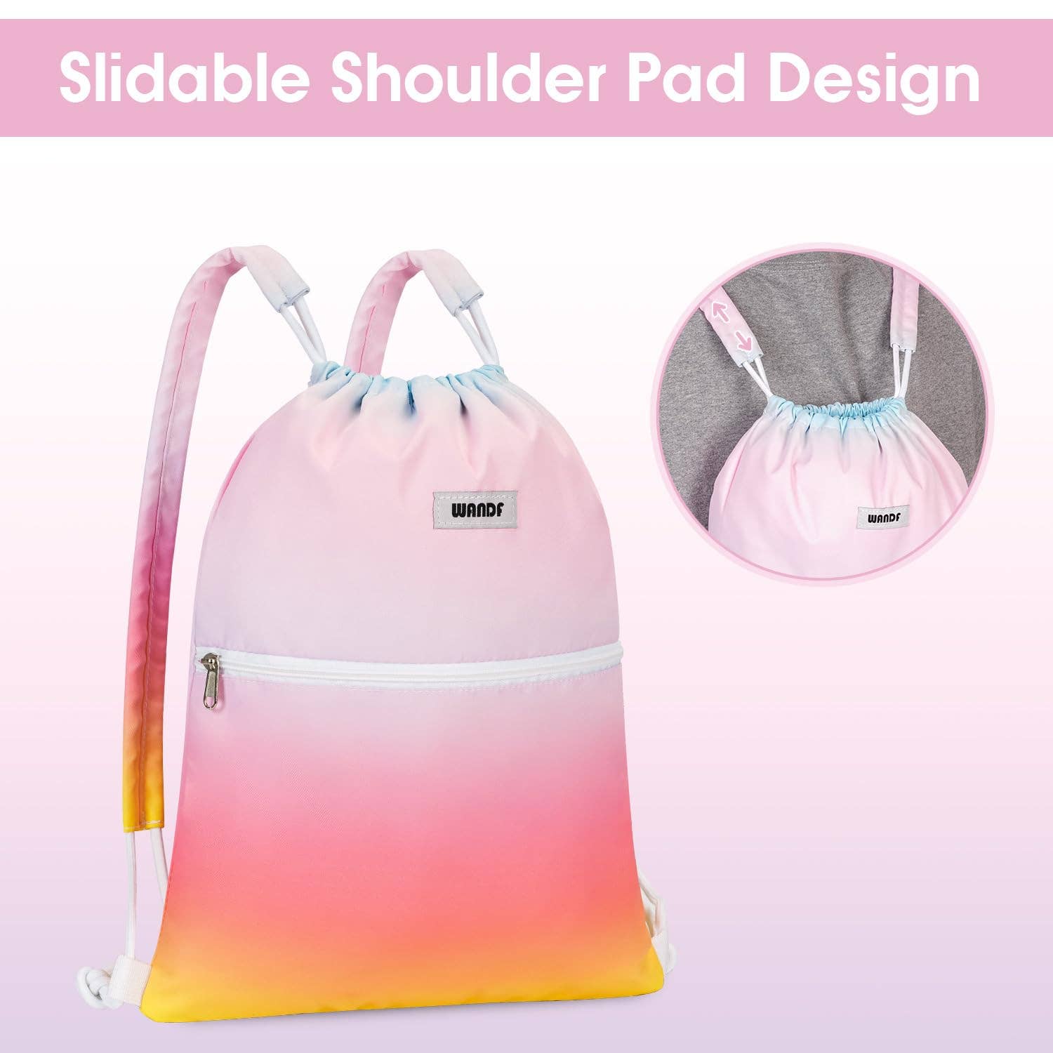 wandf - Wholesale Tas met trekkoord - Uniseks - Sportieve rugzak met trekkoord en dubbele schouderpads36