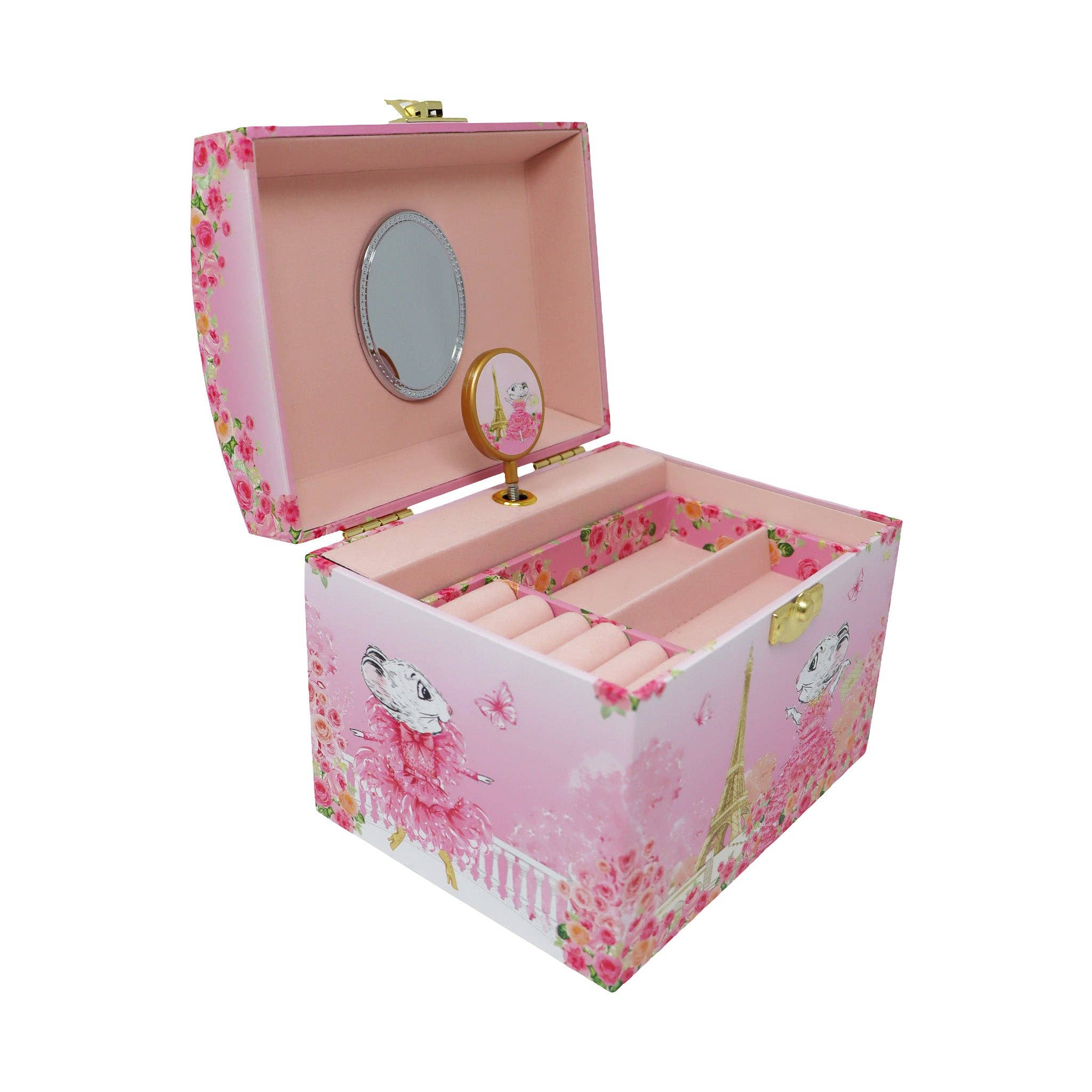 Pink Poppy USA - Wholesale Jewelry Box/Organizer - Kids - Claris The Chicest Mouse in Paris Pearl Musical Jewellery Box | Pack of 16