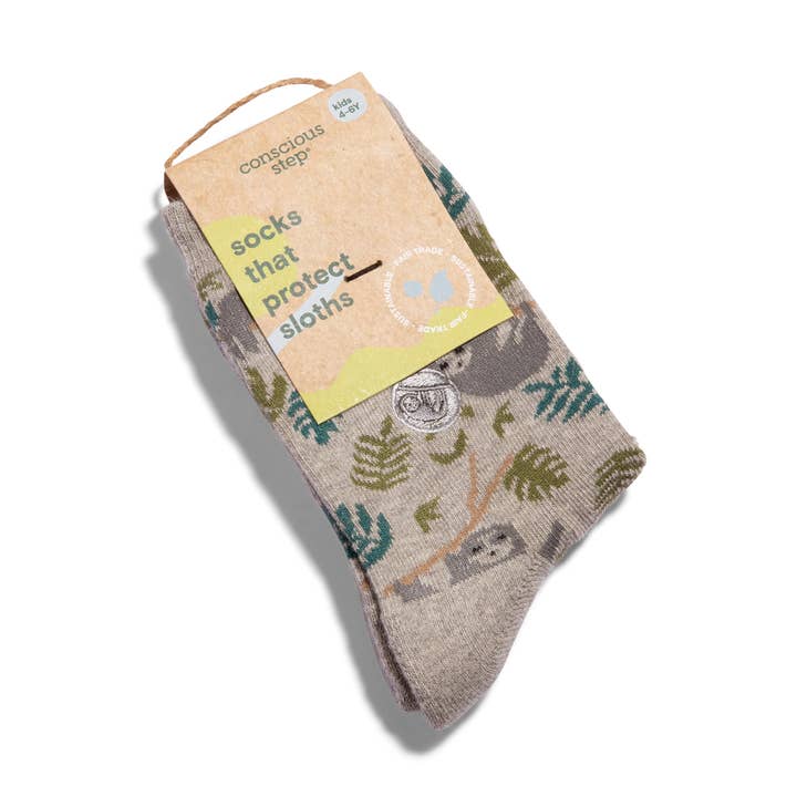 Kids Socks that Protect Sloths for wholesale by Conscious Step