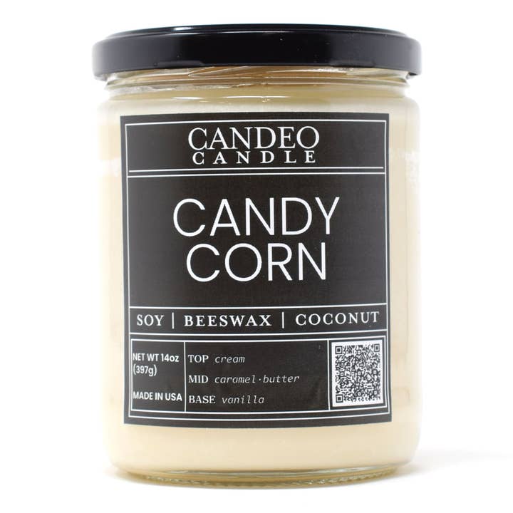 Candy Corn, 14oz Soy Candle Jar for wholesale by Candeo Candle