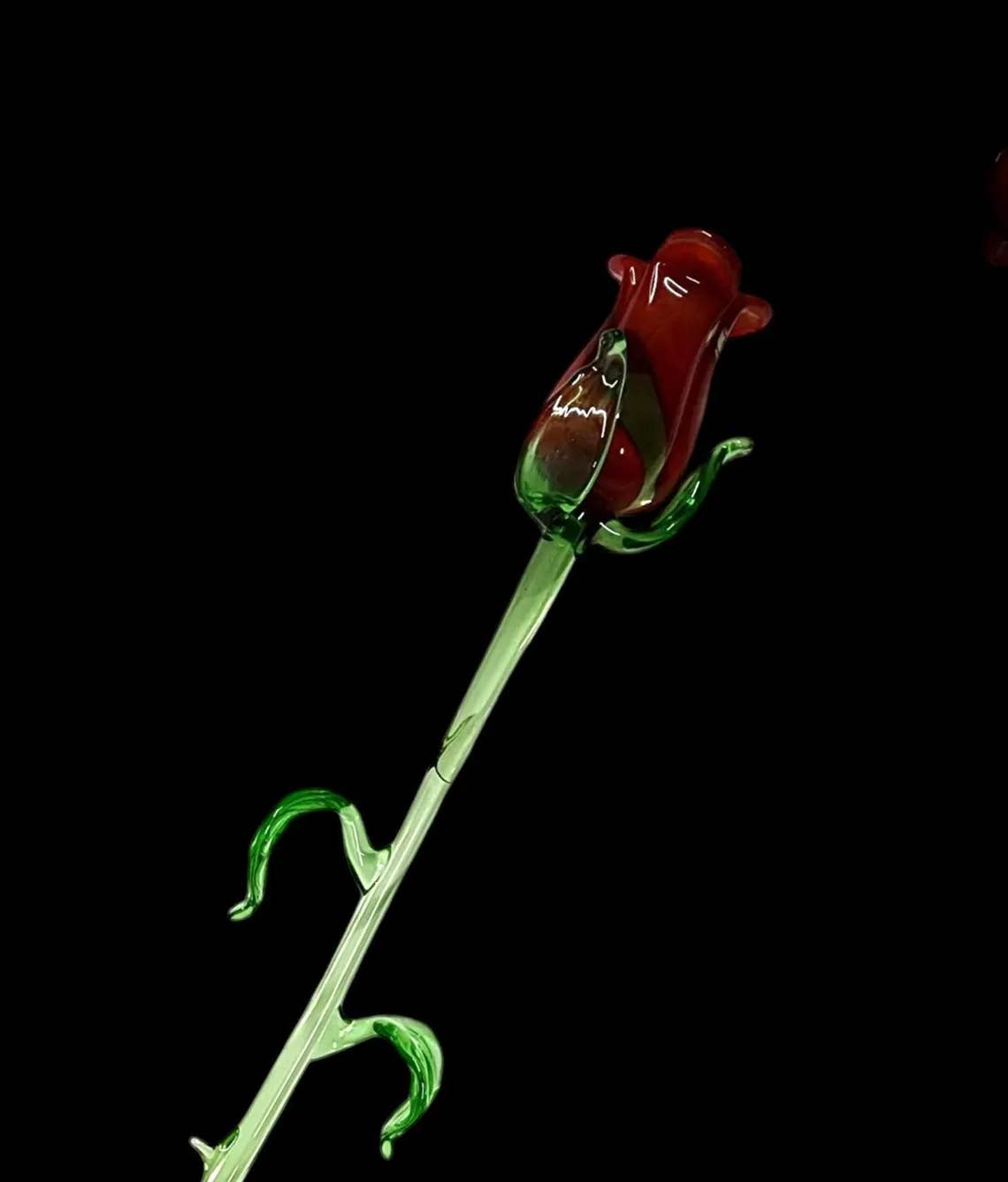 Glass by Iness - Wholesale Artificial Flowers - Long Stem Glass Rose - Red - Single Rose - Hand Made - Blown